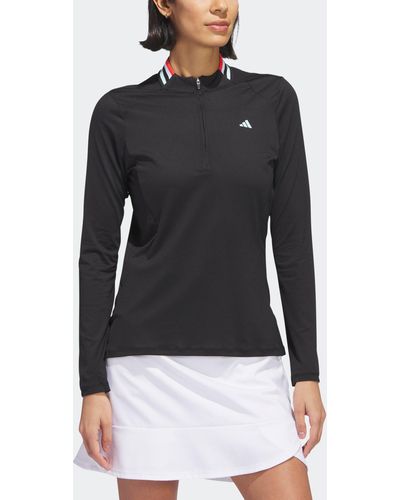 adidas Ultimate365 Tour Long Sleeve Mock Polo Shirt - Black