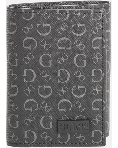 Guess Factory G Logo Print Trifold Wallet - Gray