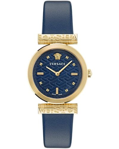 Versace Regalia Leather Watch - Blue