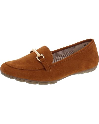 White Mountain Glowing Faux Suede Slip On Loafers - Brown