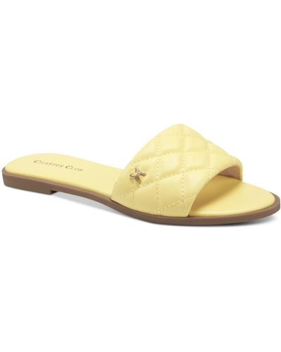Charter Club Saffiee Quilted Padded Insole Slide Sandals - Yellow