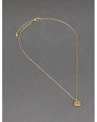 Lucky Brand 14k Gold Plated Smiley Necklace - Gray