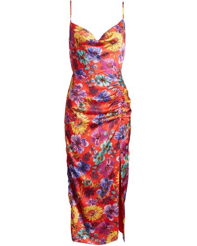 MILLY Lilliana Wildflower Dress Coral Multicolor - Red
