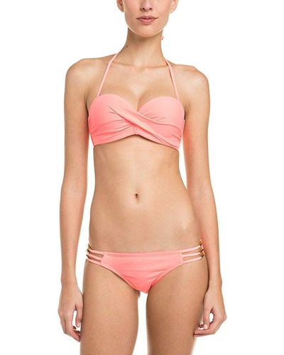 PQ Swim Tab Side Strap Hipster Bikini Bottom - Pink