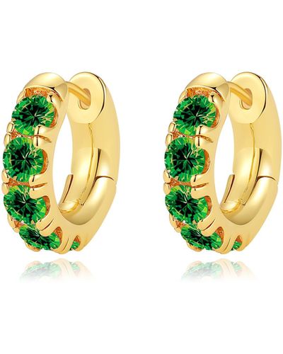 Classicharms Daniela Gold Huggie Hoop Emerald Zirconia Earrings - Blue