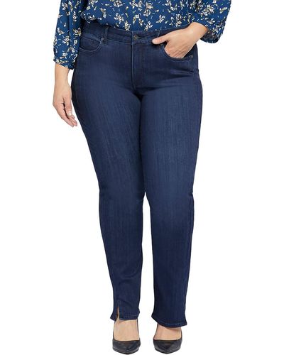 NYDJ Plus Marilyn Lift Tuck Technology Stretch Straight Leg Jeans - Blue