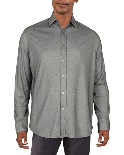 Tasso Elba Textured Collar Button-down Shirt - Gray