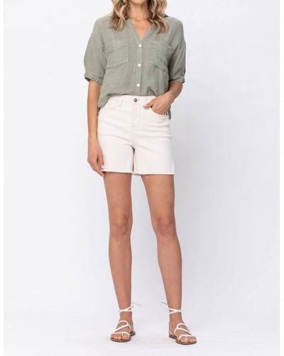 Judy Blue Side Slit Shorts - White