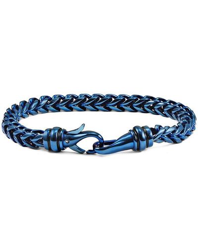 Crucible Jewelry Crucible Los Angeles Gold Polished 6mm Stainless Steel Franco Chain Bracelet - 8" - Blue
