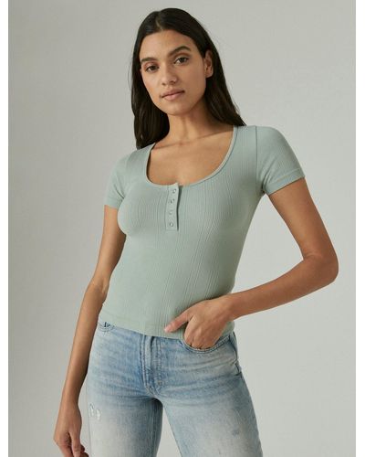 Lucky Brand Seamless Henley Tee - Green