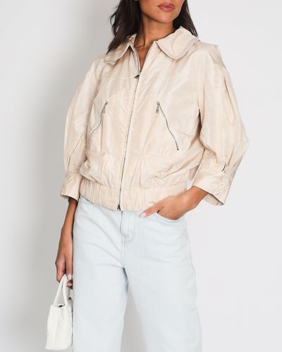 Louis Vuitton Powder Windbreaker With Rounded Collar And Rushed Hem - Natural