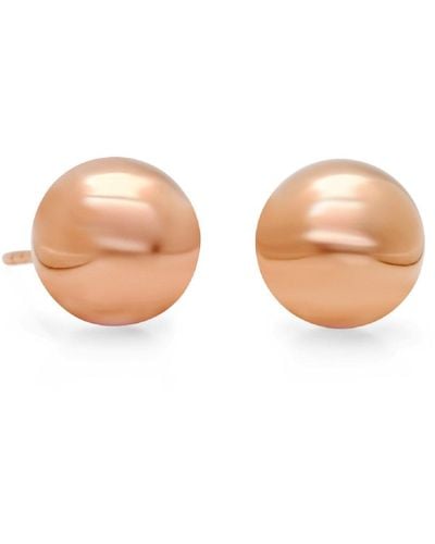 MAX + STONE 14k Rose, White Or Yellow Gold Full Ball Stud Earrings Various Sizes - Brown