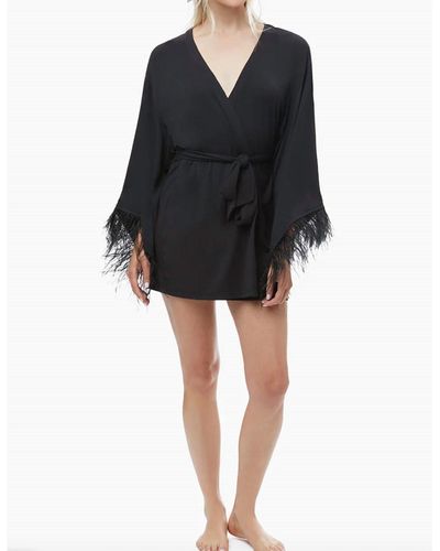 WeWoreWhat Feather Robe - Black