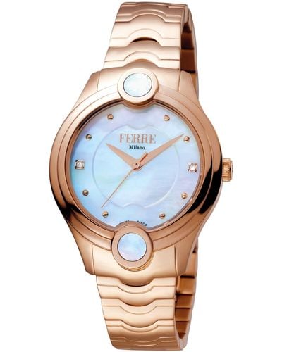 Ferré White Mop Dial Stainless Steel Watch - Blue