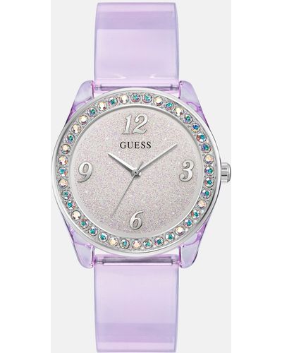 Guess Factory Silver-tone Crystal And Silicone Analog Watch - Gray