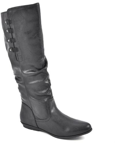 White Mountain Francie Faux Leather Slouchy Knee-high Boots - Gray