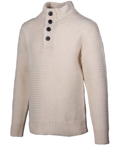 Schott Nyc Funnel Neck Military Sweater - Natural