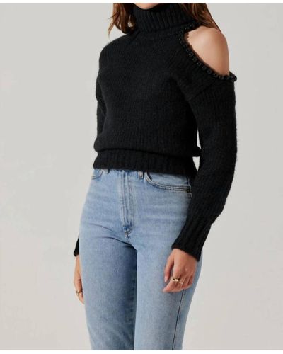 Astr Lynn Embellished Sweater - Black