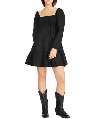 Steve Madden Daniella Cotton Smocked Mini Dress - Black
