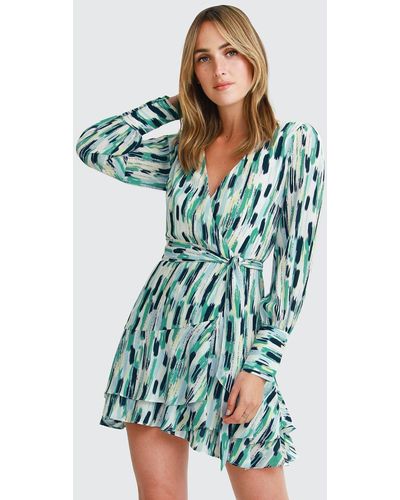 Belle & Bloom Green A Night With You Mini Wrap Dress - Final Sale - Blue