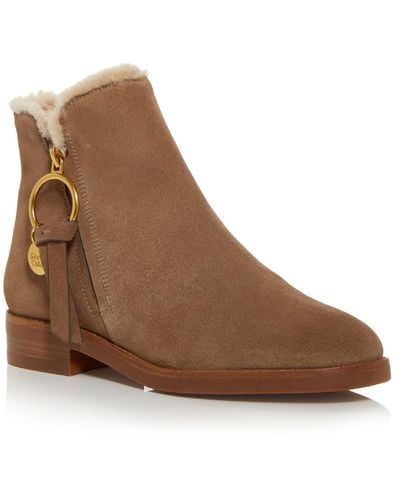 See By Chloé Louise Leather Zip-on Ankle Boots - Brown