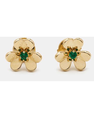 Van Cleef & Arpels Frivole Emerald 18k Gold Earrings - Metallic