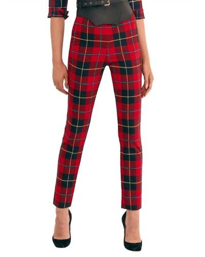 Gretchen Scott Plaidly Cooper Gripeless Pull On Pant In Red Multi/plaid