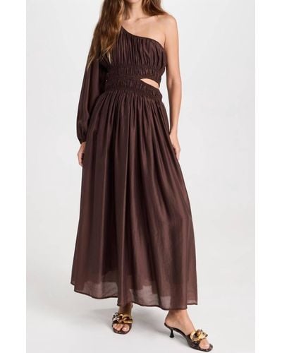 Moon River One Shoulder Cut Out Dress - Brown