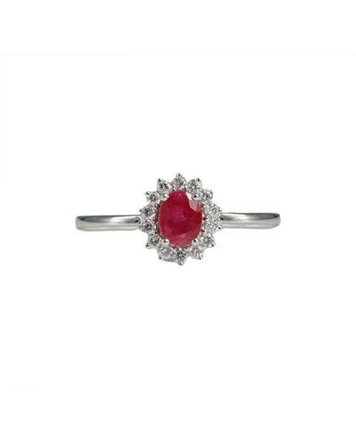 Diana M. Jewels 14kt Wg Ring - Red
