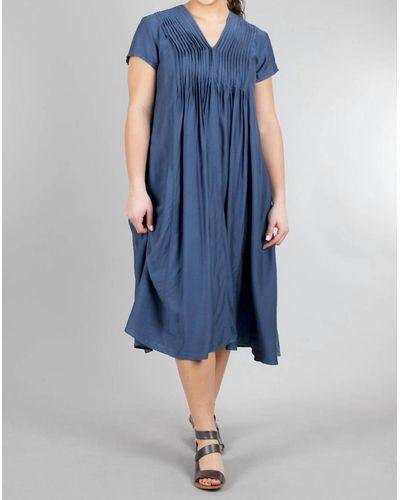 Grizas Pleat Bodice Lady Dress - Blue