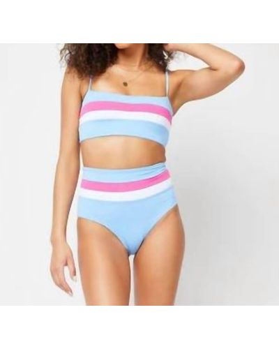 L*Space Portia Stripe Classic Bikini Bottom - Blue