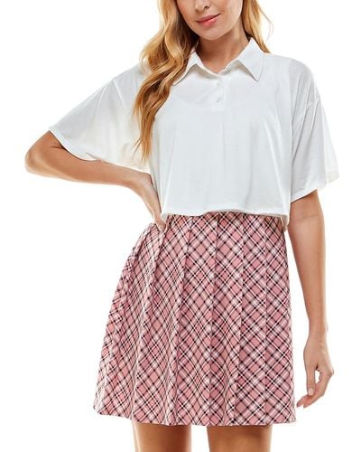 Kingston Grey Juniors Print Skirt Two Piece Dress - White