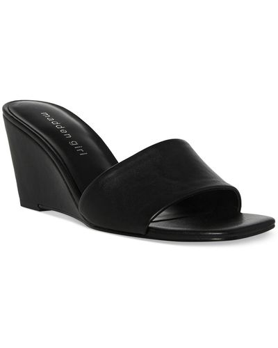 Madden Girl Raynn Faux Leather Wedge Sandals - Black