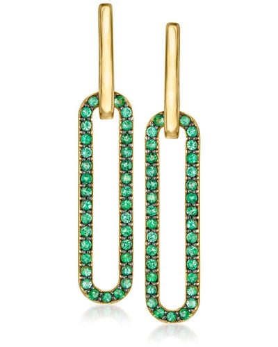 Ross-Simons Emerald Paper Clip Link Drop Earrings - Green