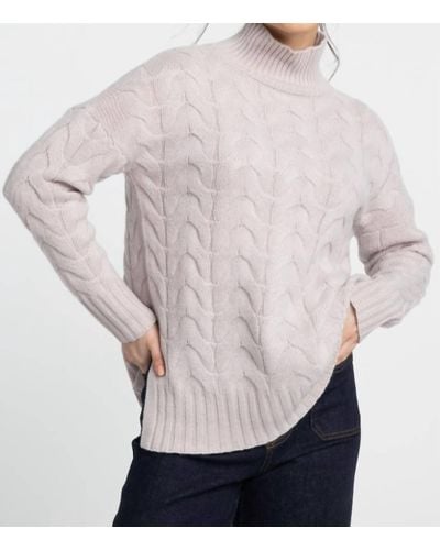 Kinross Cashmere Luxe Cable Funnel Sweater - Multicolor