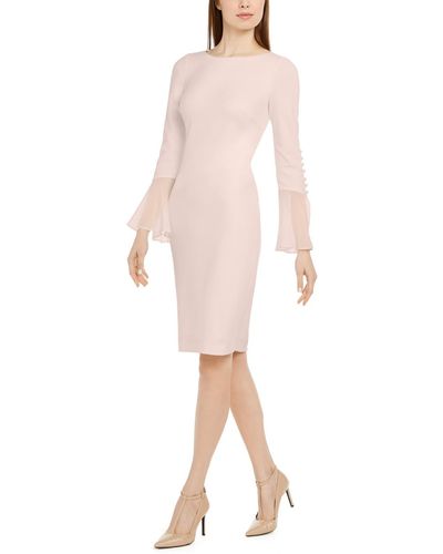 Calvin Klein Chiffon Bell Sleeve Cocktail Dress - Pink