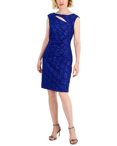 Connected Apparel Cut-out Sequined Cocktail Dress - Red