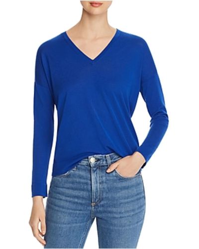 Eileen Fisher Ribbed Trim Pullover Sweater - Blue