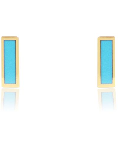 The Lovery Turquoise Bar Stud Earrings - Blue