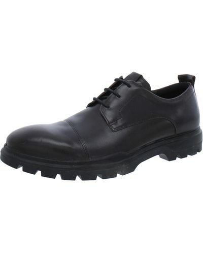 Ecco City Tray Avant Leather Derby Shoes - Black