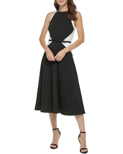 DKNY Colorblock Halter Midi Dress - Black