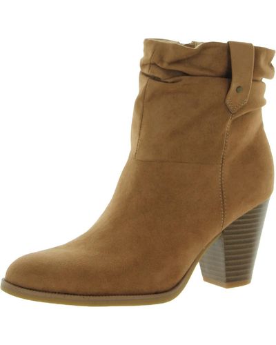Dr. Scholls Kall Me Faux Suede Ruched Ankle Boots - Brown