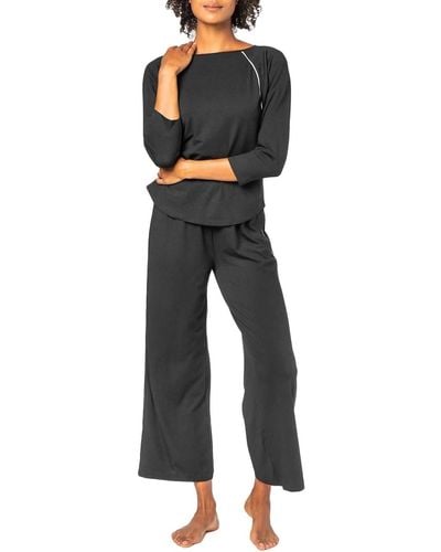 Lilla P 3/4 Sleeve Sleepwear Set - Black