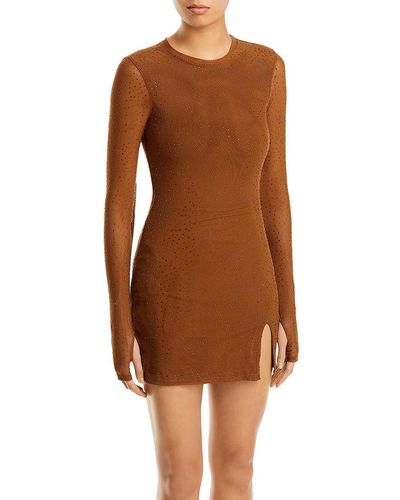 AFRM Embellished Bodysuit Mini Dress - Brown