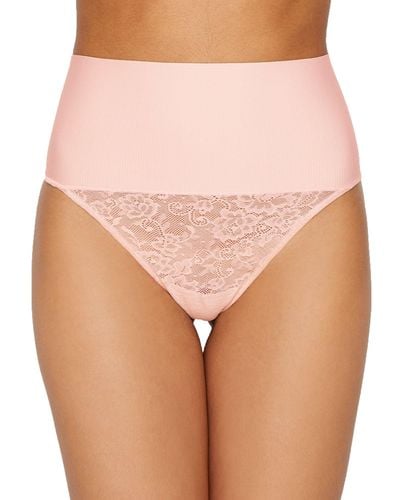 Maidenform Tame Your Tummy Lace Thong - Pink