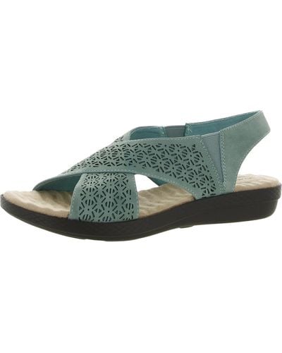 Easy Street Claudia Faux Leather Criss-cross Slingback Sandals - Green