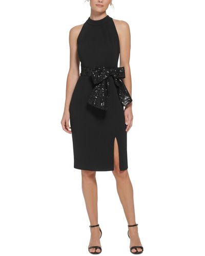 Eliza J Pleated Knee Length Cocktail And Party Dress - Black