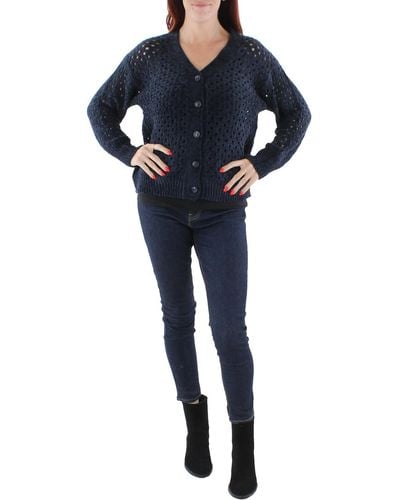 BCBGMAXAZRIA Knit Layering Cardigan Sweater - Blue