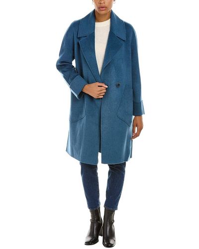 Forte Notch Collar Wool & Cashmere-blend Coat - Blue