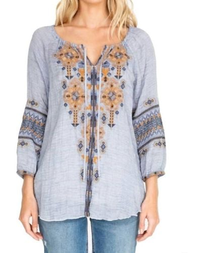 Johnny Was Amika Peasant Blouse - Blue